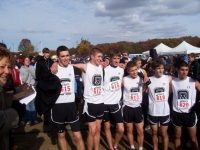 High School Cross Country team after third place finish at State Championships.  From right, Mike Moverman, Jake Marcus,