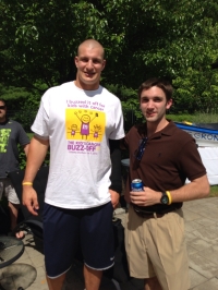 Rob Gronkowski and Jake Marcus enjoy a laugh at the "Gronk Clambake"
